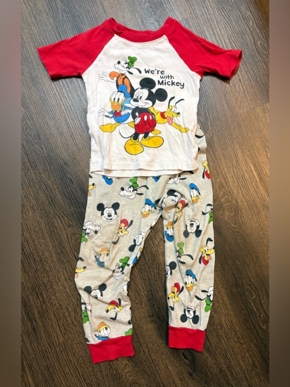 Disney Mickey Mouse Pajama Set 5T Toddler 2pc Donald Goofy Pluto Cute